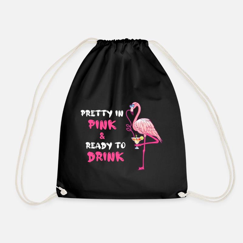 Flamingo Pretty In Pink And Ready To Drink - Turnbeutel - Schwarz