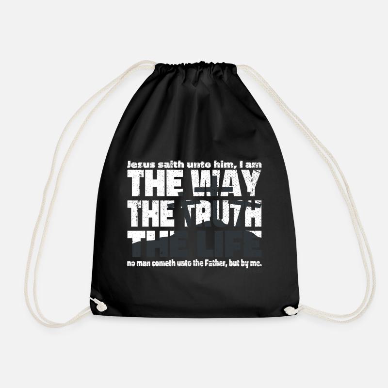 Jesus Christ the Way the Truth and the Life - Drawstring Bag - black