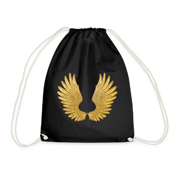Wings in gold. Golden Angel Wings Wings - Drawstring Bag - black - Front