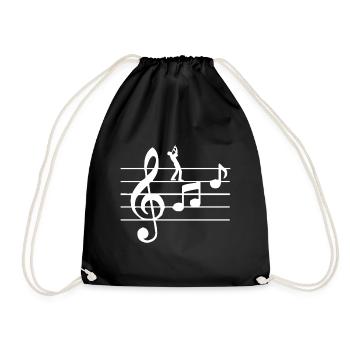 Flute Wind Instruments - Drawstring Bag - black - Front