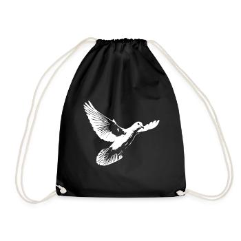 Beautiful white dove of peace - Drawstring Bag - black - Front