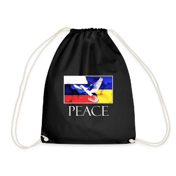 PEACE Russland Ukraine Friedenstaube - Turnbeutel - Schwarz - Vorne
