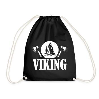 viking viking icon fire axe graphic logo icon - Drawstring Bag - black - Front