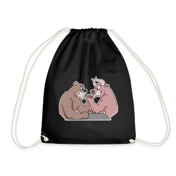 Bull and Bear Armwrestler Arm Press - Drawstring Bag - black - Front