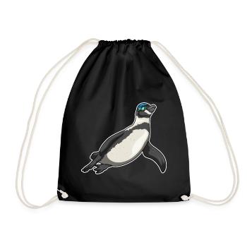 Pinguin Schwimmen Schwimmbrille Sommer - Turnbeutel - Schwarz - Vorne