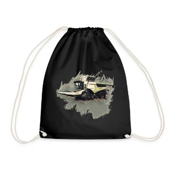 Corn Picker Combine Harvester Tractor - Drawstring Bag - black - Front