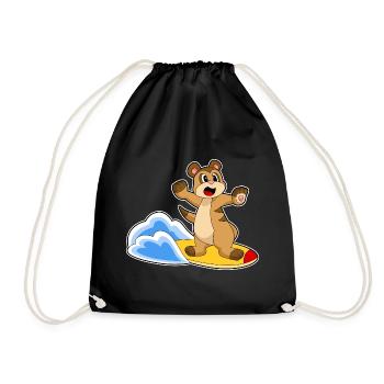 Erdmännchen Surfen Surfbrett Sommer - Turnbeutel - Schwarz - Vorne