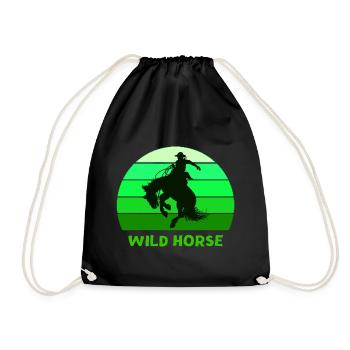 Wildpferd, Far West, Wildnis - Turnbeutel - Schwarz - Vorne