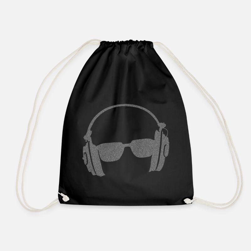 Headphones Sunglasses Silhouette - Drawstring Bag - black