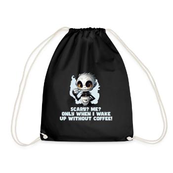Coffee Morning Muffle Employee Saying Fun Tshirt - Drawstring Bag - black - Front