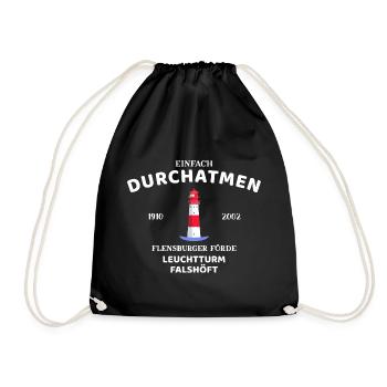 Flensburger Förde, Leuchtturm Falshöft, Durchatmen - Turnbeutel - Schwarz - Vorne