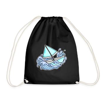 Sailing Sailboat Boat - Drawstring Bag - black - Front