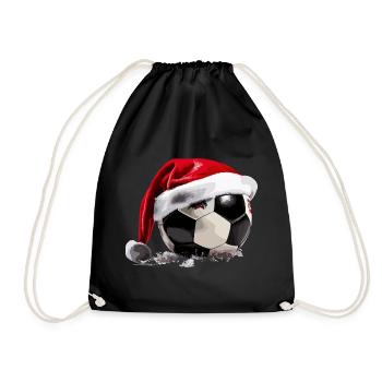 Fußball Weihnachten Weihnachtsmütze ball - Turnbeutel - Schwarz - Vorne