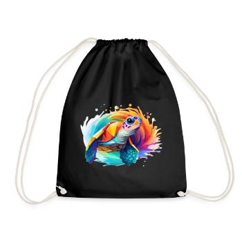 Sea Turtle Design - Drawstring Bag - black - Front