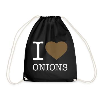 I LOVE ONIONS Zwiebeln - Turnbeutel - Schwarz - Vorne