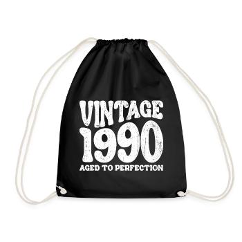 Jahrgang 1990 Bis zur Perfektion gereift - Turnbeutel - Schwarz - Vorne
