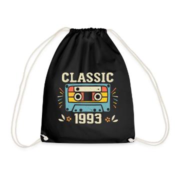 Vintage 1993 Retro Birthday Cassette 1993 - Drawstring Bag - black - Front