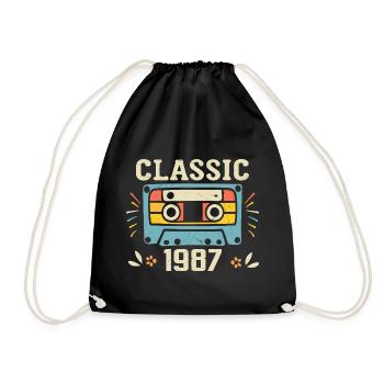 Vintage 1987 Cassette D'anniversaire Rétro 1987 - Sac de sport léger - noir - Devant
