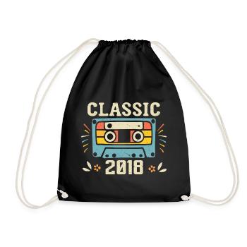 Vintage 2018 Retro Geburtstagskassette 2018 - Turnbeutel - Schwarz - Vorne