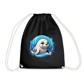 Seal in the water - Drawstring Bag - black - Front