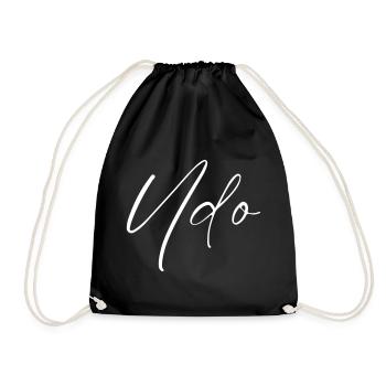 Udo Name mit U Jungenname Geburt Baby Shower Boy - Turnbeutel - Schwarz - Vorne