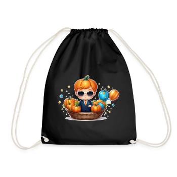 Pumpkin Boy with Sunglasses Halloween - Drawstring Bag - black - Front