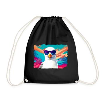Mouette drôle avec des lunettes de soleil - Sac de sport léger - noir - Devant