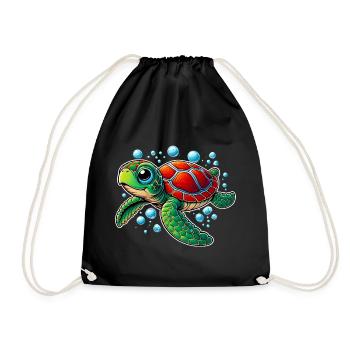 Turtle - Drawstring Bag - black - Front
