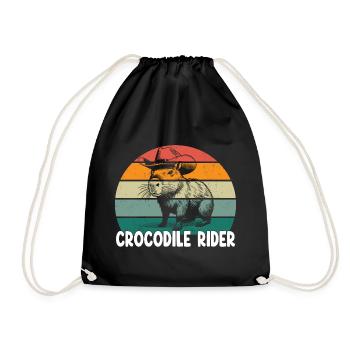 Crocodile Rider Capybara - Turnbeutel - Schwarz - Vorne