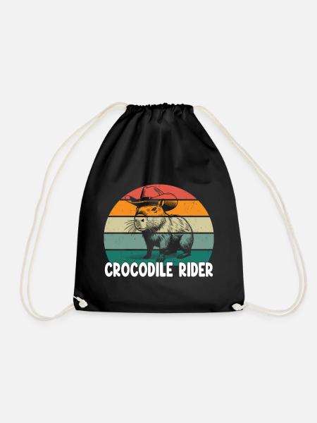 Crocodile Rider Capybara - Turnbeutel - Schwarz