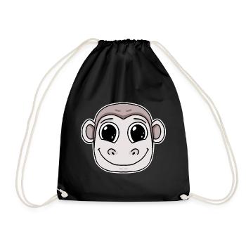 Monkey Head Animal - Drawstring Bag - black - Front