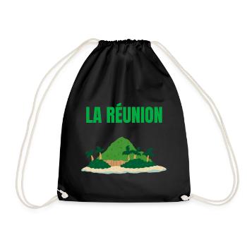 Tropisches T-Shirt auf der Insel La Réunion - Turnbeutel - Schwarz - Vorne