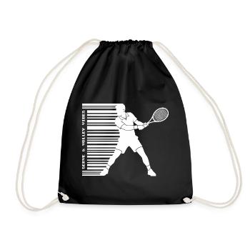 Tennis Silhouette Hoodie shirt barcode bright - Drawstring Bag - black - Front