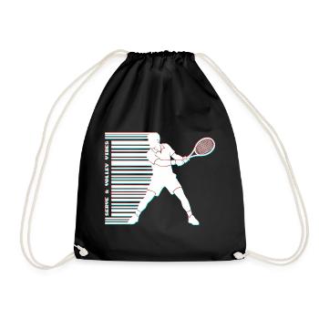 Tennis Glitch Barcode Hoodie Shirt - Drawstring Bag - black - Front