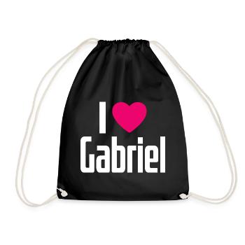 I Love Gabriel Pink Heart I Love Gabriel - Drawstring Bag - black - Front