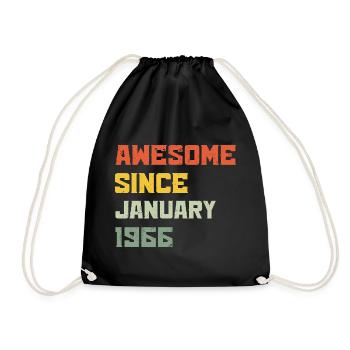 Awesome Since January 1966 Birthday Gift - Drawstring Bag - black - Front