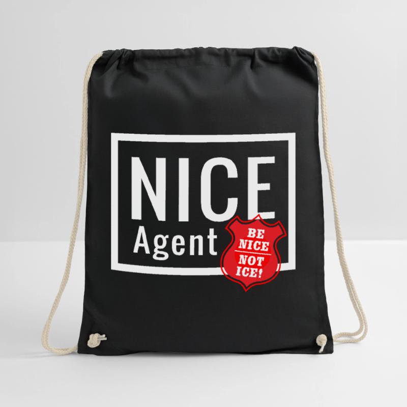 NICE Agent Logo with Statement Be Nice Badge Drawstring Bag