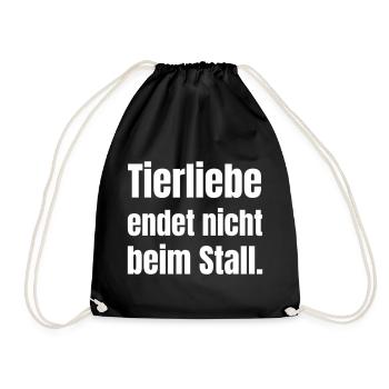 Love of animals does not end at the stable - Drawstring Bag - black - Front