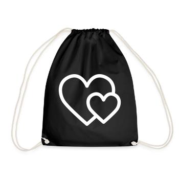 Small heart in front of a big heart - Drawstring Bag - black - Front