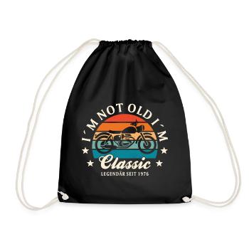 50th Birthday "I ́m Not Old I ́m Classic" Motorcycle - Drawstring Bag - black - Front