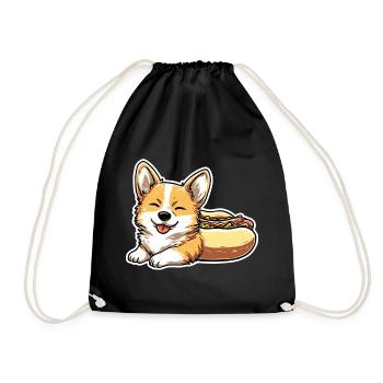 Collant en forme de pain pour hot-dogs Corgi mignon - Sac de sport léger - noir - Devant