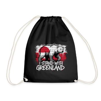 I Stand With Greenland – Polar Bear - Drawstring Bag - black - Front