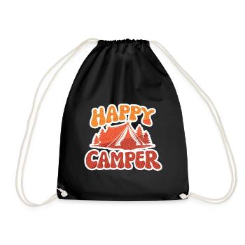 Campeur heureux – Motif de tente - Sac de sport léger - noir - Devant