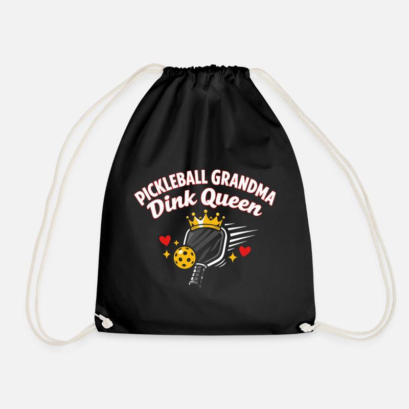 Pickleball Grandma Dink Queen Funny  - Drawstring Bag - black