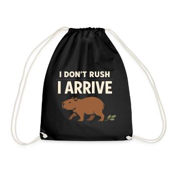 Cute Capybara Stress Reliever, No Stress, - Drawstring Bag - black - Front