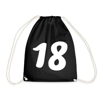 18. 18 YEARS OLD. 18th ANNIVERSARY. 18 BIRTHDAY. - Drawstring Bag - black - Front