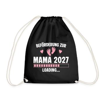 Beförderung zur Mama 2027 - Loading Schwanger - Turnbeutel - Schwarz - Vorne