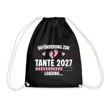 Beförderung zur Tante 2027 – Loading Baby - Turnbeutel - Schwarz - Vorne