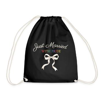 Just Married Pride Bow - Drawstring Bag - black - Front