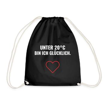 Unter 20°C bin ich glücklich. - Turnbeutel - Schwarz - Vorne